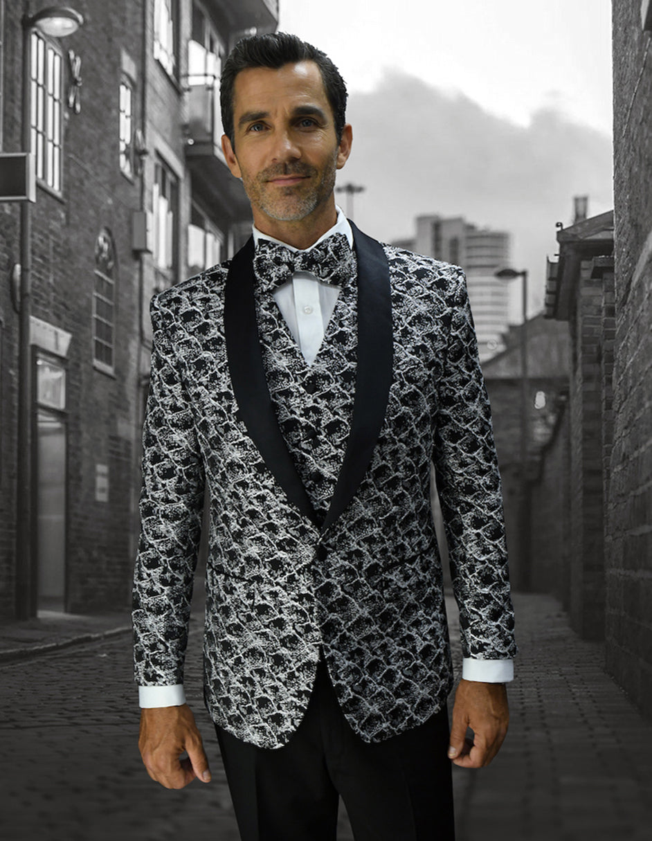 Men's Floral Shawl Lapel Black Tuxedo