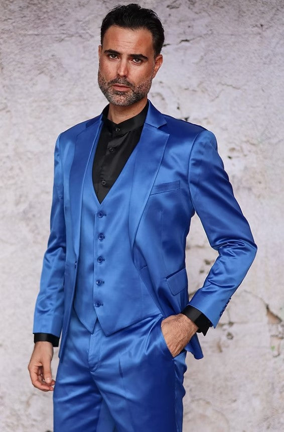 Men's Royal Satin Slim 3-Piece Suit