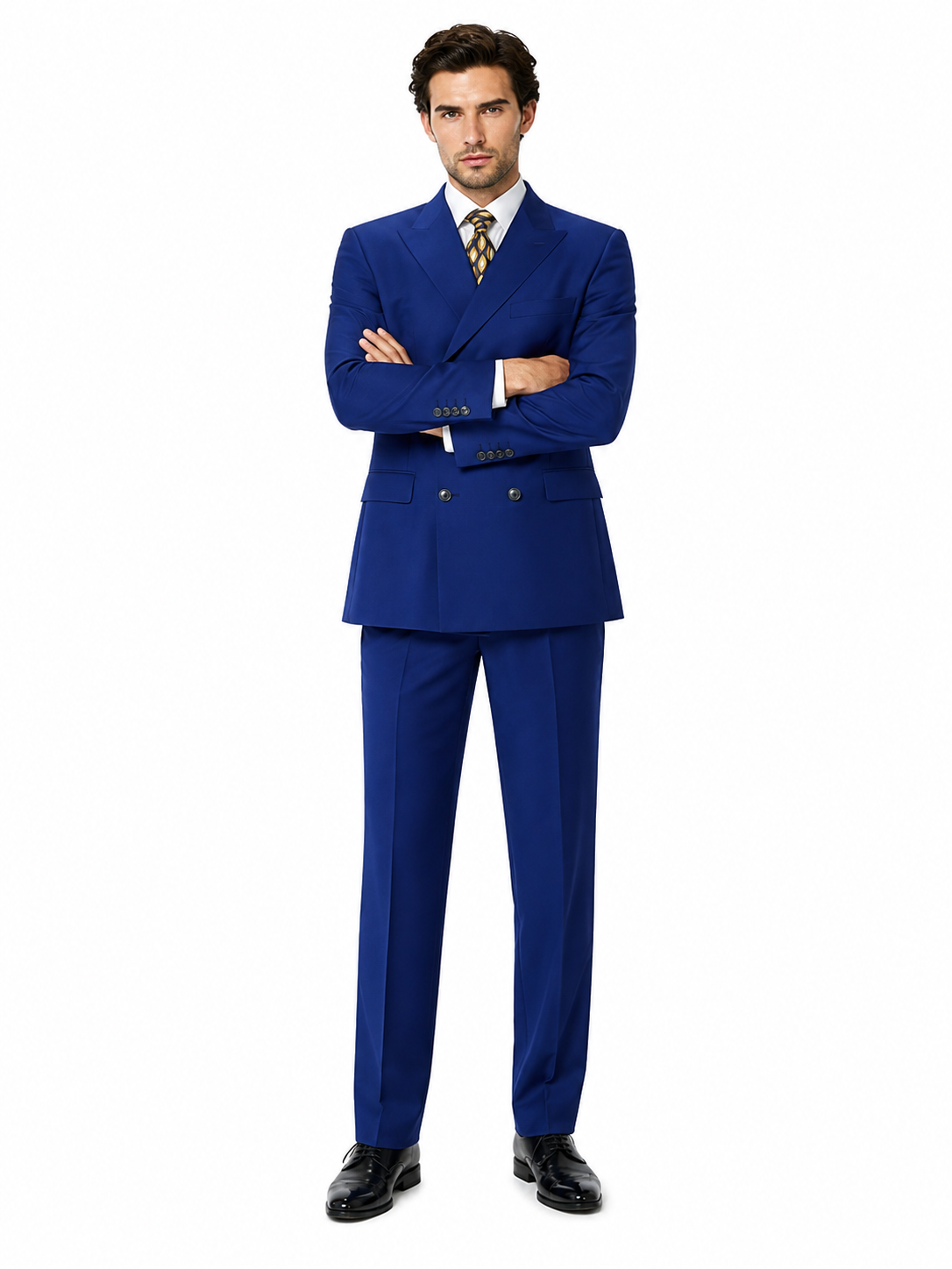 3 Piece Classic Fit Suit Double Breasted Suits Windowpane Plaid Suit Classic Fit, Sharp Cut, 6 Buttons