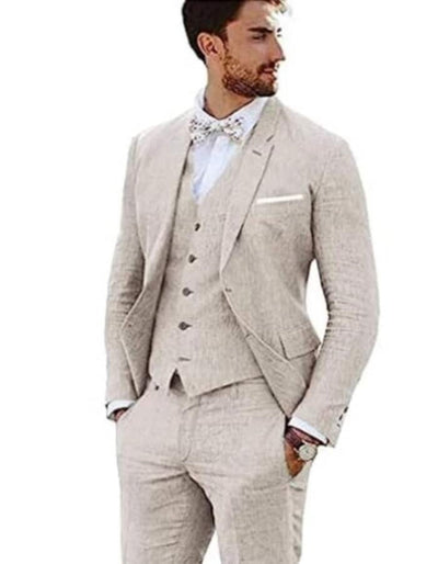 Linen Summer Suit for Men - Beach Wedding Beige