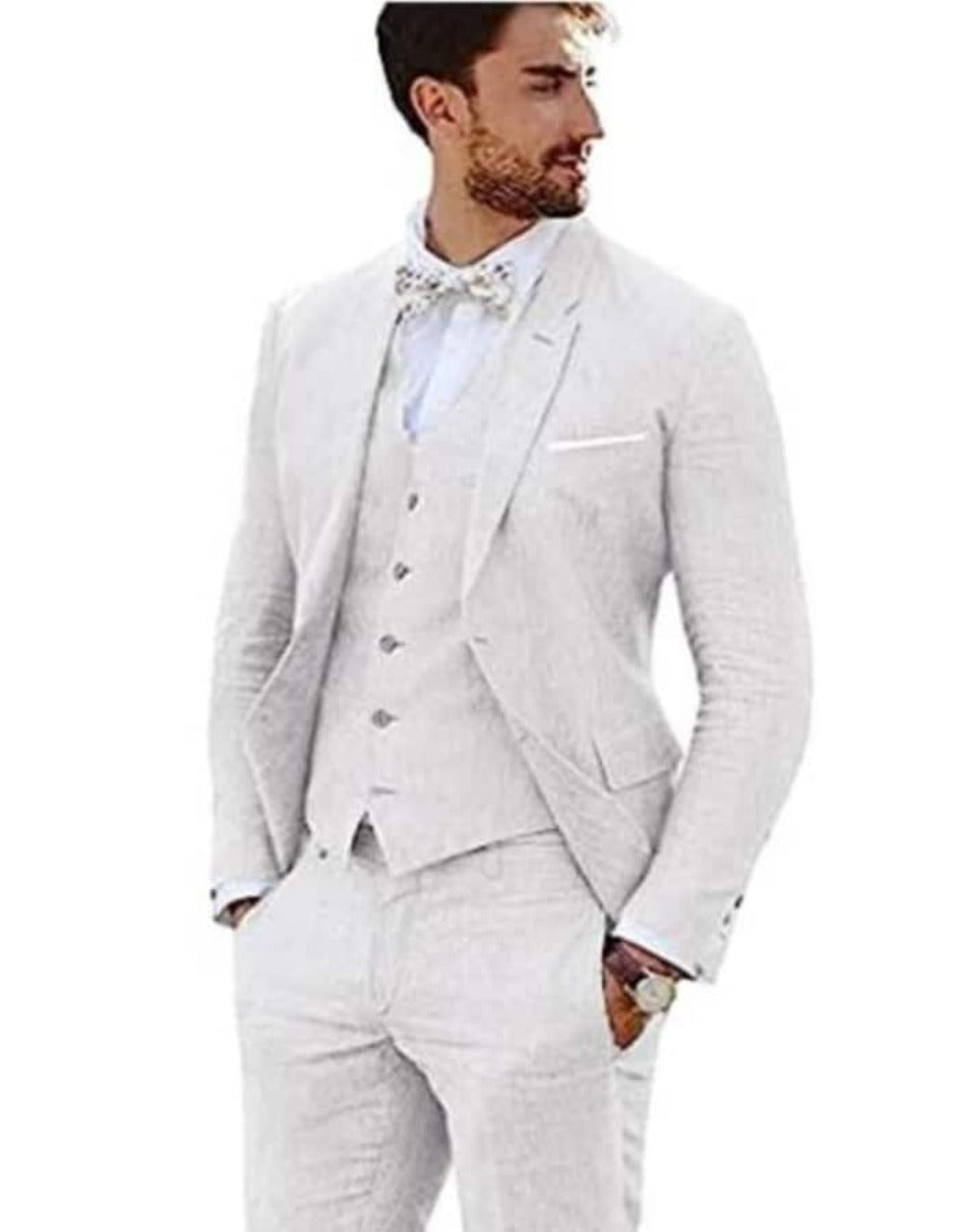 Men's Linen Suit in White for Summer Weddings