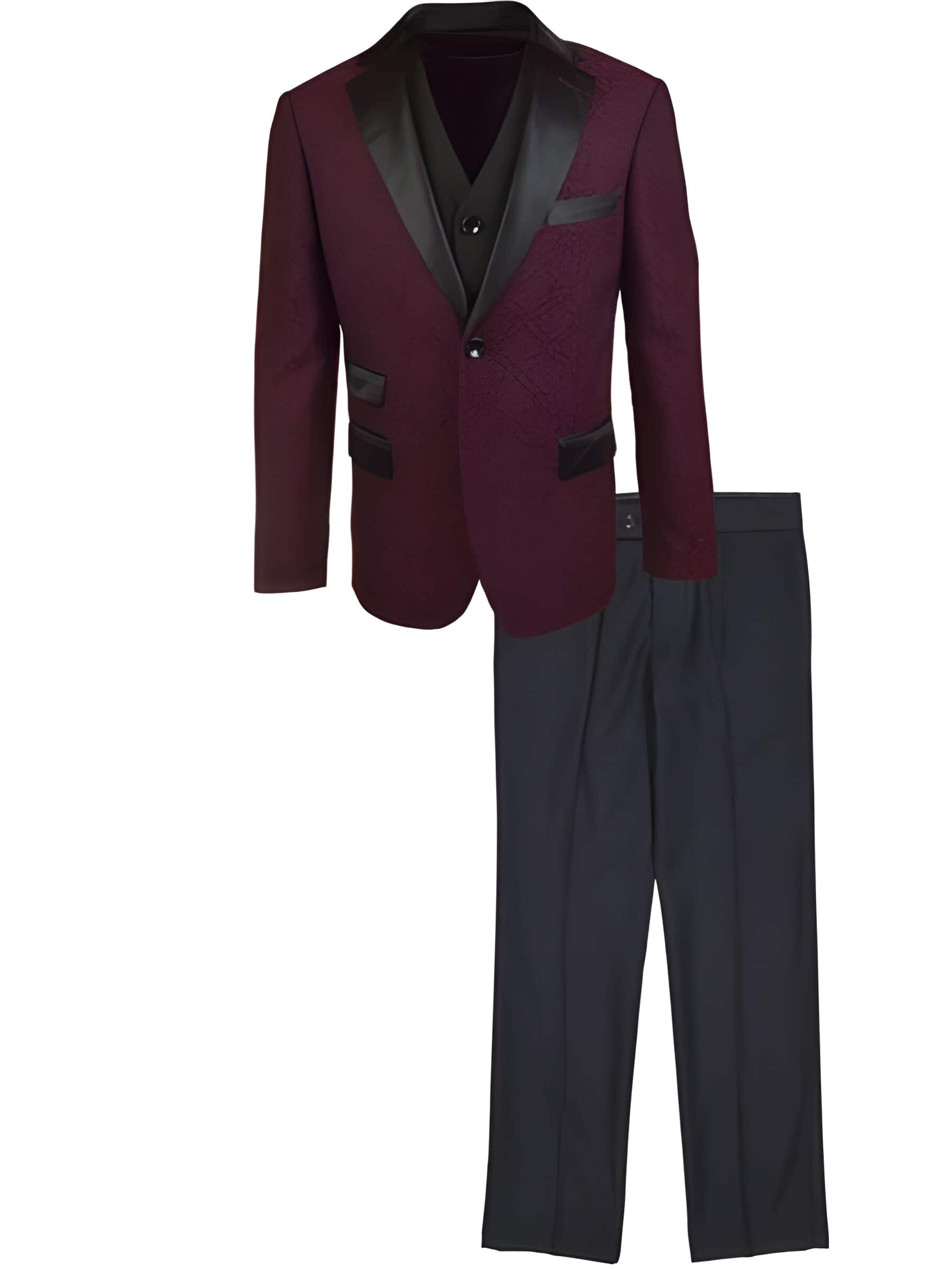 3 ~ Three Piece 2 Button Burgundy Prom Wedding Prom Vested ~ Wedding Groomsmen Tuxedo Cheap Discounted Suit