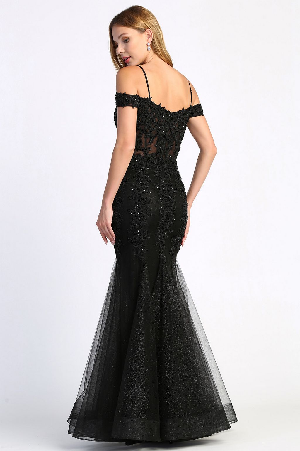 Adora Design 3005 Off Shoulder Beaded Lace Corset Prom Gown