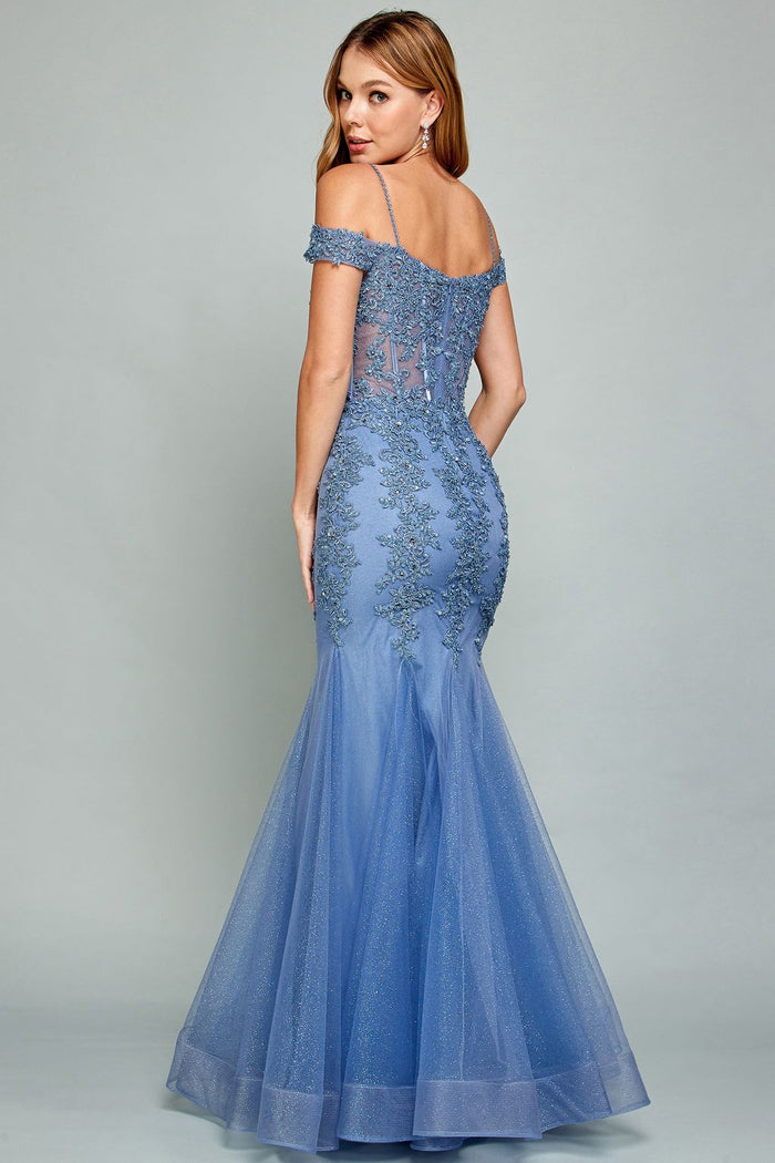 Adora Design 3005 Off Shoulder Beaded Lace Corset Prom Gown