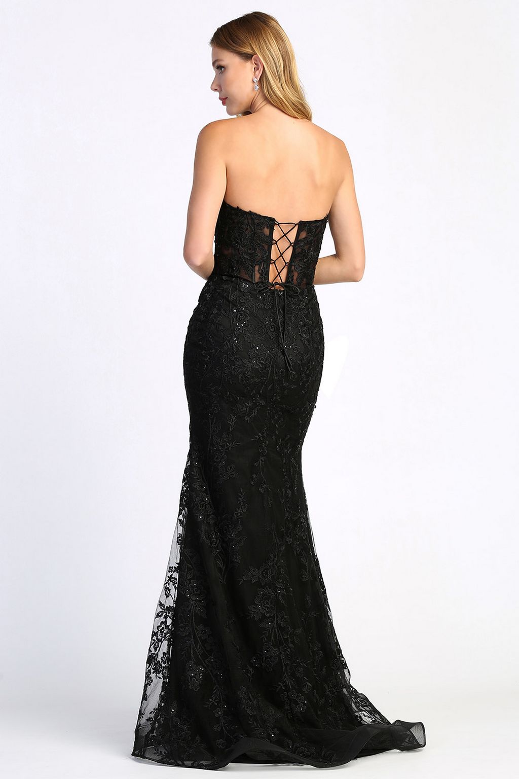 Adora Design 3025 Beaded Lace Fit and Flare Long Formal Prom Dress