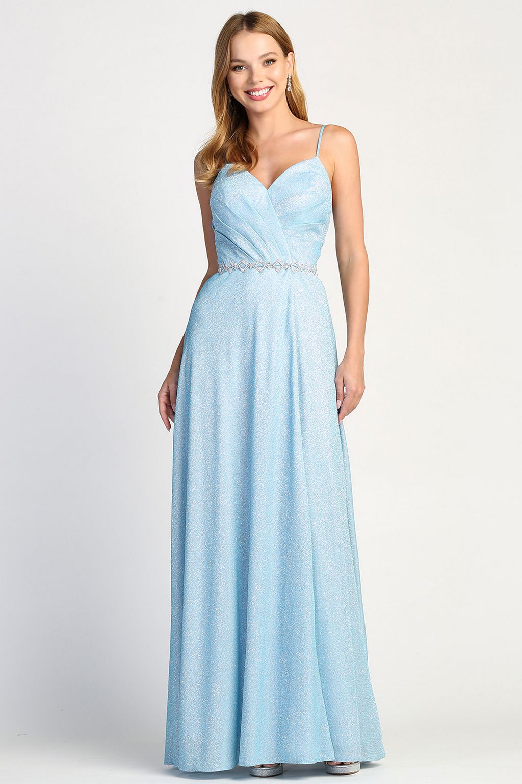 Adora Design 3036 Off Shoulder Metallic A-Line Pocket Prom Gown