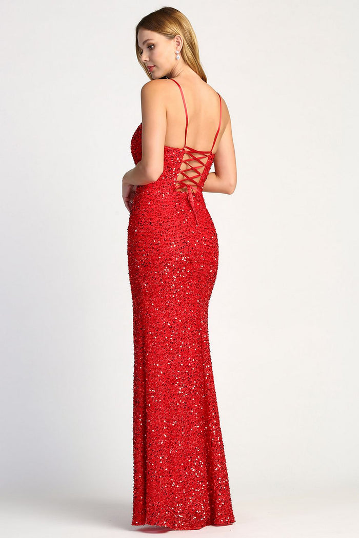 Adora 3060 Sequin Sweetheart Fitted Long Formal Prom Dress