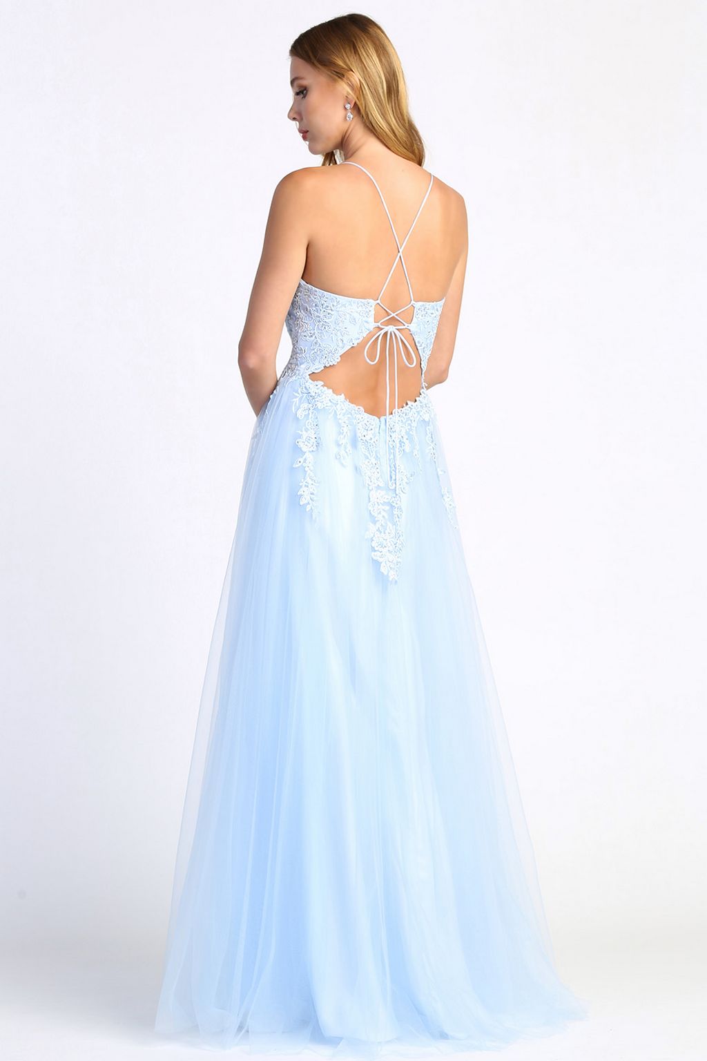 Adora Design 3077 A Line Beaded Lace Applique Formal Prom Dress