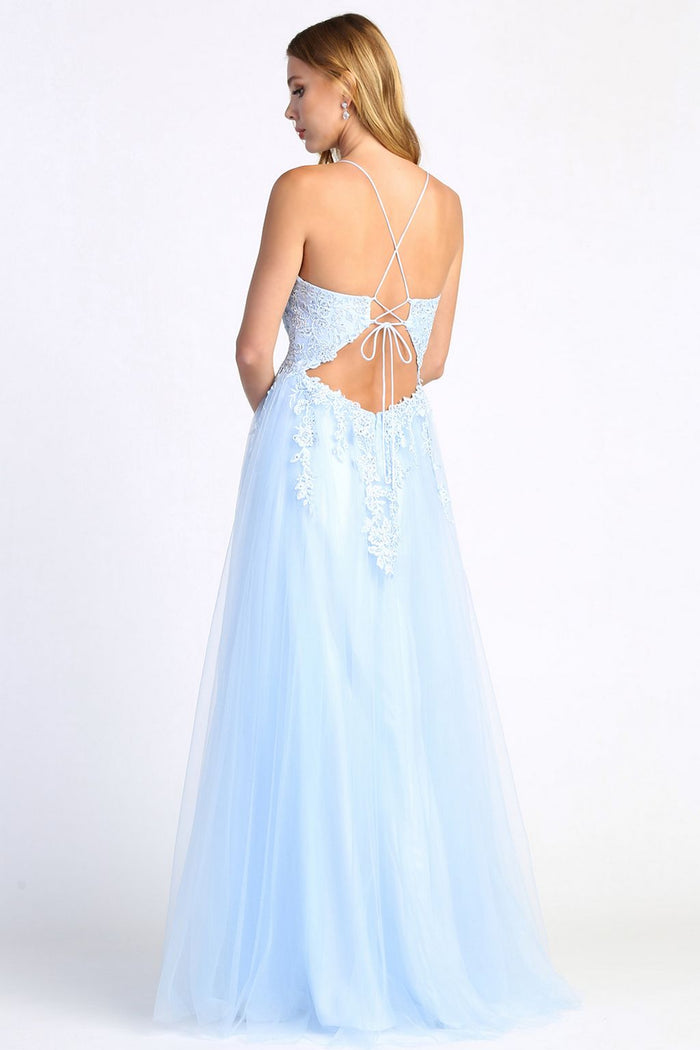 Adora Design 3077 A Line Beaded Lace Applique Formal Prom Dress