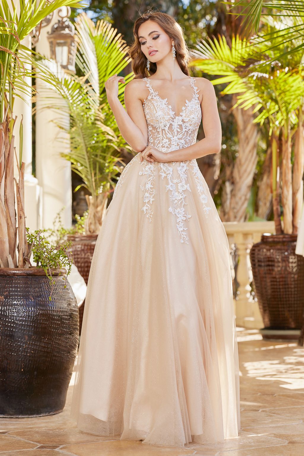 Adora Design 3089 Floral A-Line Spaghetti Strap Long Prom Dress