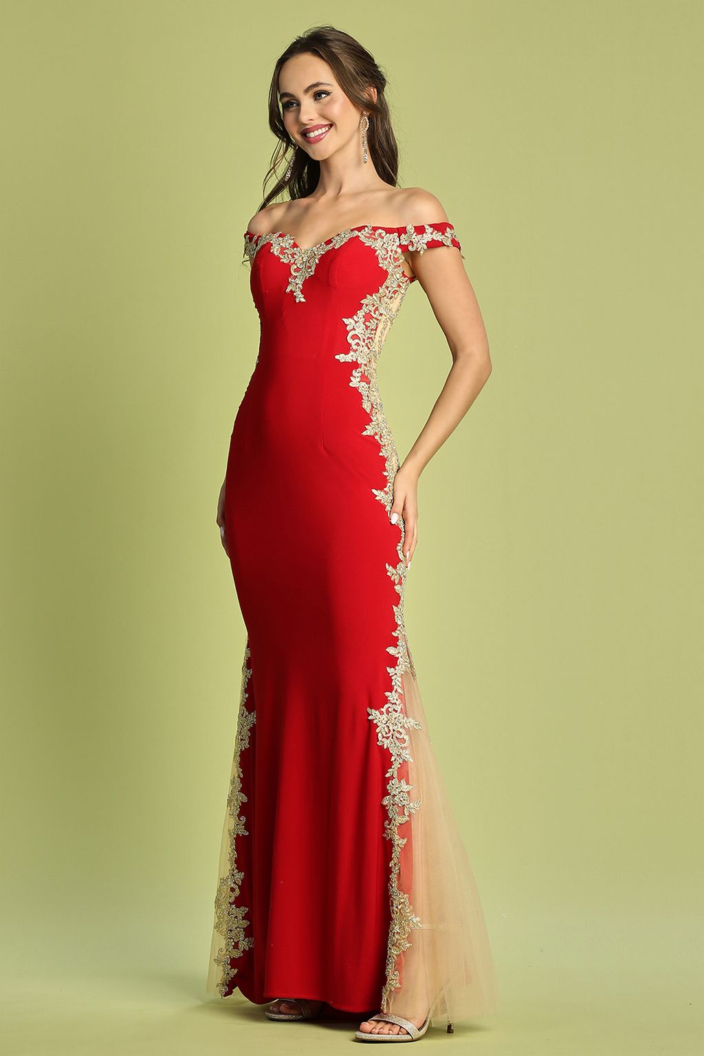Adora Design 3117 Off-Shoulder Mermaid Long Applique Prom Dress