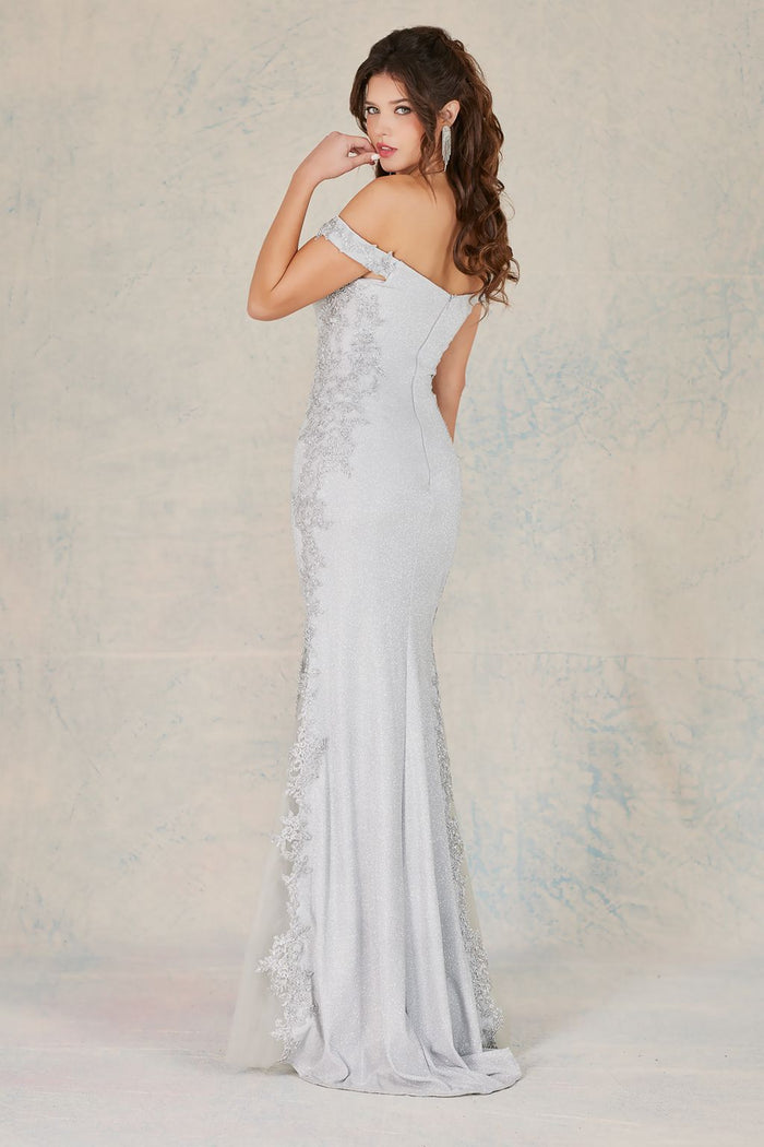 Adora Design 3118 Metallic Glitter Mermaid Off-Shoulder Prom Dress