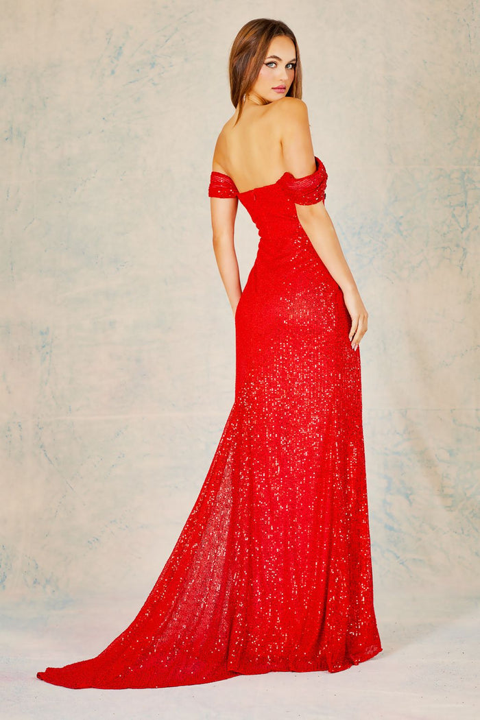 Adora Design 3152 Off Shoulder Sequin Fitted Long Formal Prom Dress