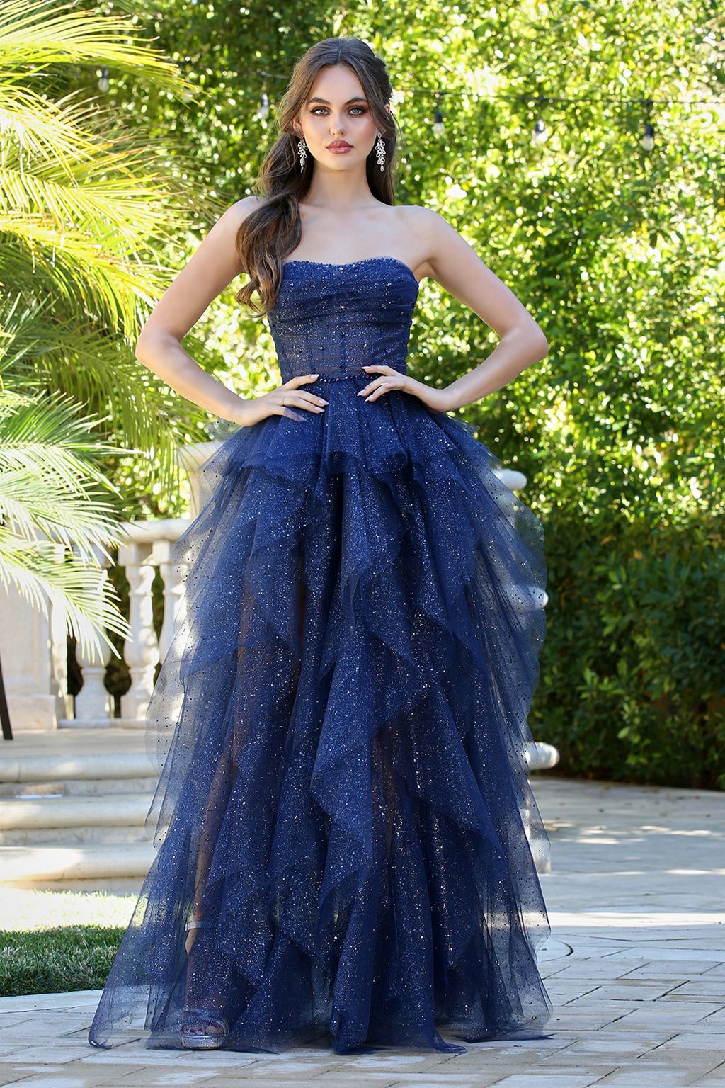 Adora Design 3210 Strapless Glitter Tulle Corset Prom Gown