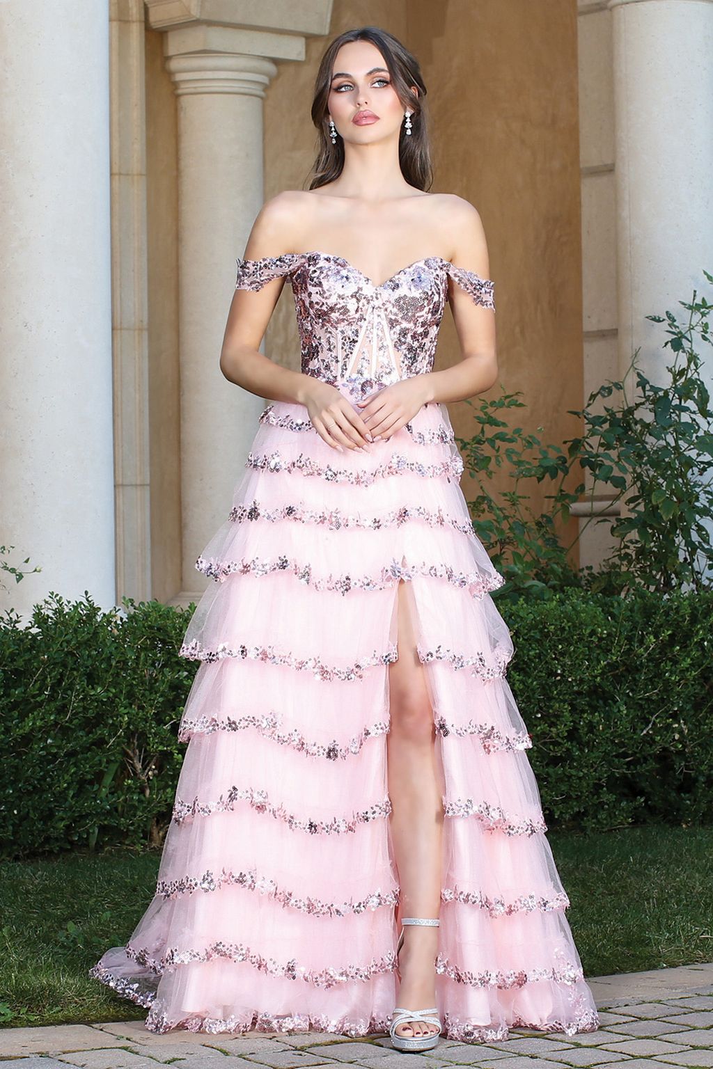 Adora Design 3213 Off Shoulder Sequin A Line Long Formal Prom Dress