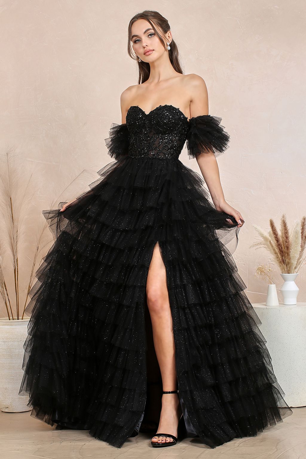 Adora Design 3215 Glitter Tulle A-Line Corset Formal Prom Dress
