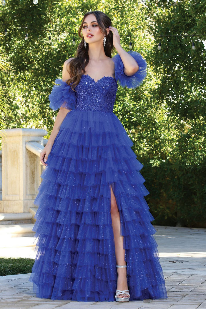 Adora Design 3215 Glitter Tulle A-Line Corset Formal Prom Dress