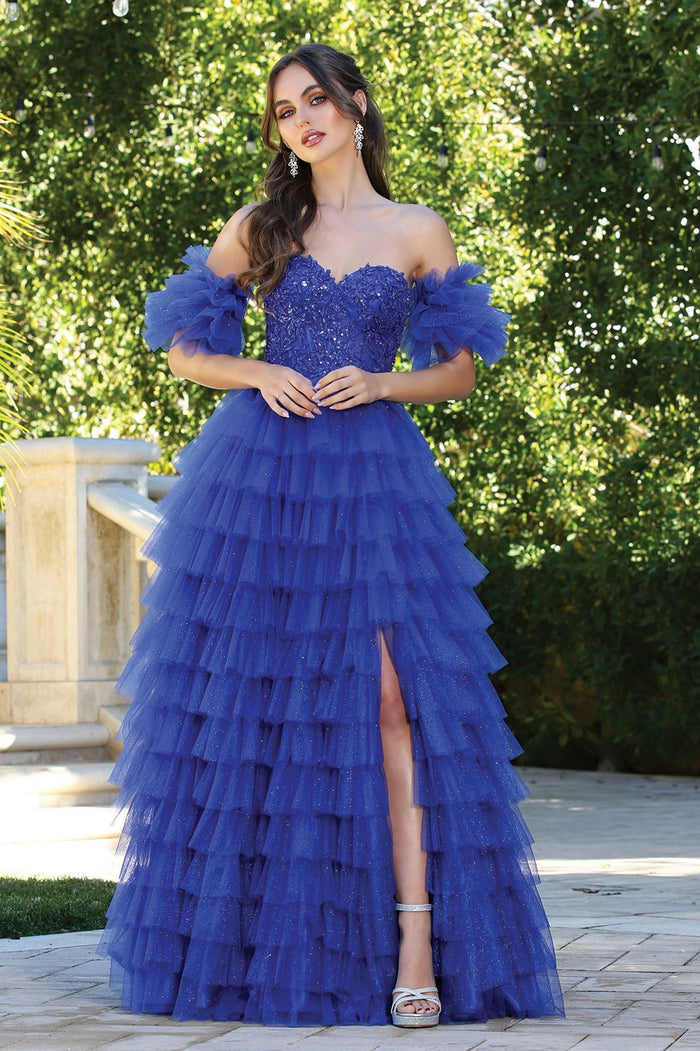 Adora Design 3215 Glitter Tulle A-Line Corset Formal Prom Dress