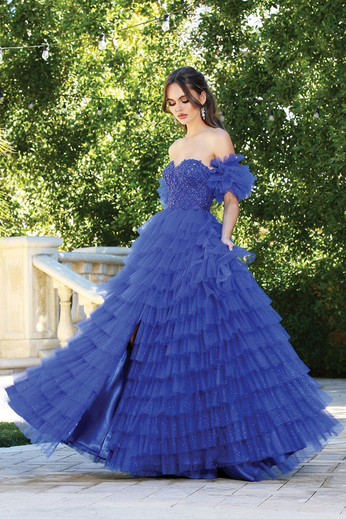 Adora Design 3215 Glitter Tulle A-Line Corset Formal Prom Dress