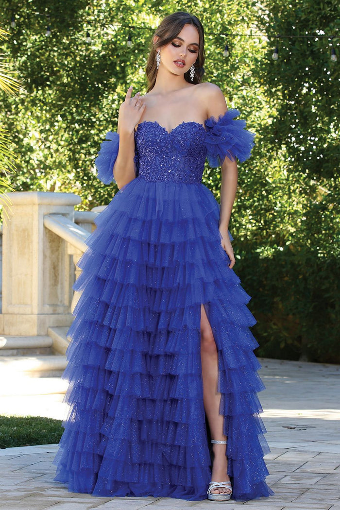 Adora Design 3215 Glitter Tulle A-Line Corset Formal Prom Dress