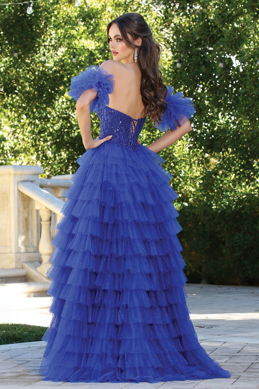 Adora Design 3215 Glitter Tulle A-Line Corset Formal Prom Dress