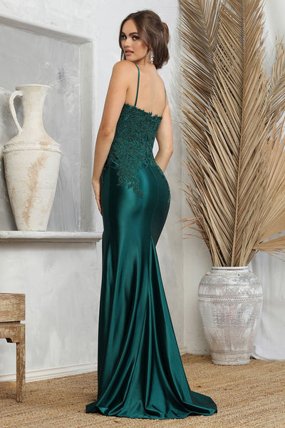 Adora Design 3223 Strapless Satin Fitted Long Slit Formal Prom Dress