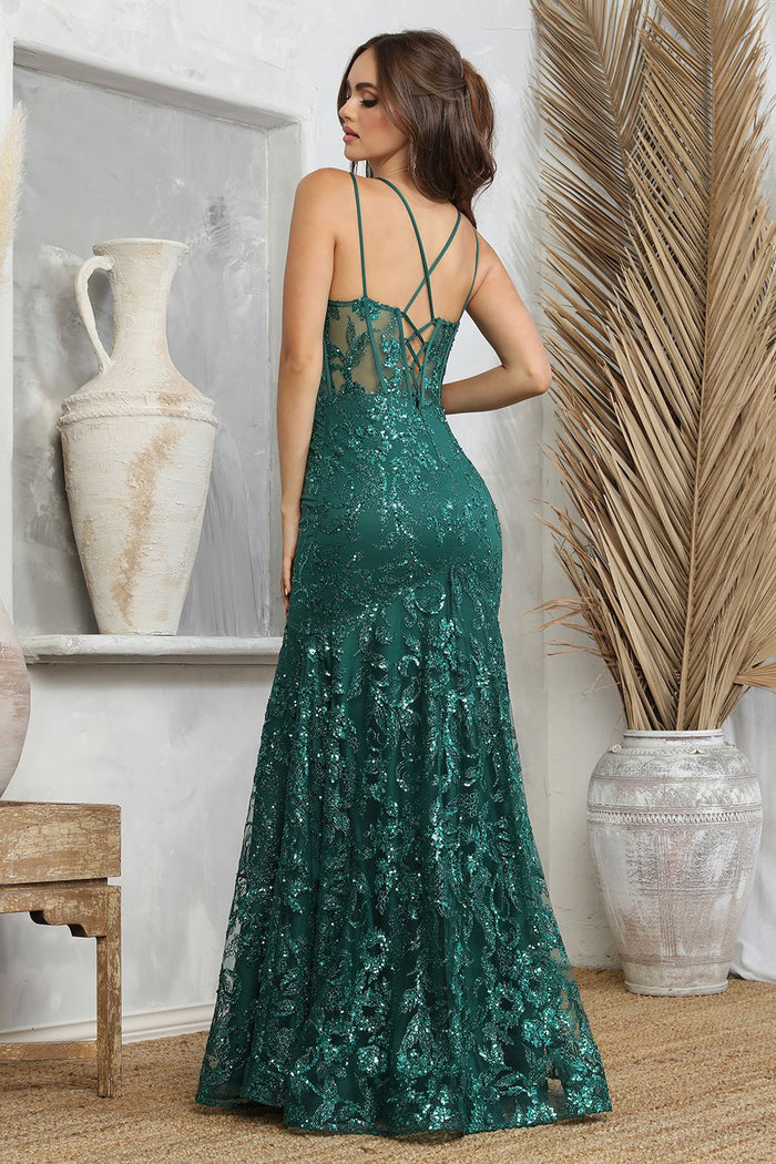 Adora Design 3236 Long Lace Fitted Spaghetti Strap Prom Gown