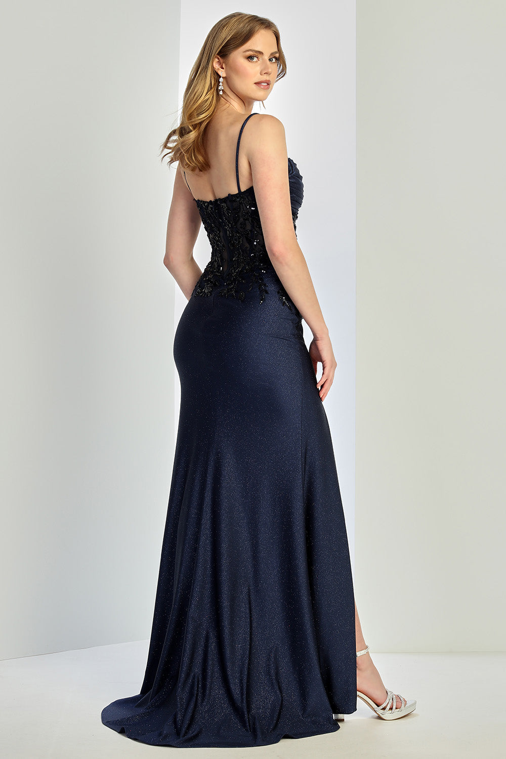 Adora Design 3250 Glitter Beaded Corset Fitted Long Slit Prom Dress