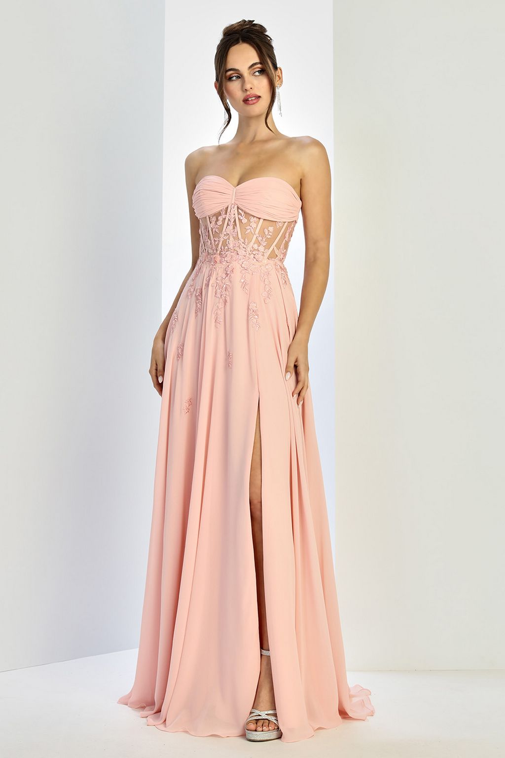 Adora Design 3264 Chiffon Corset A-Line Strapless Prom Gown