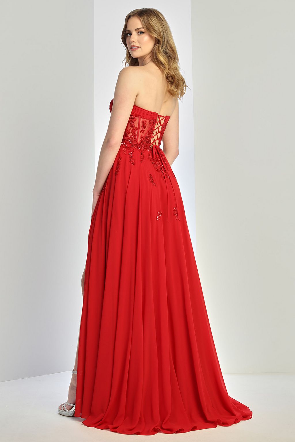 Adora Design 3264 Chiffon Corset A-Line Strapless Prom Gown