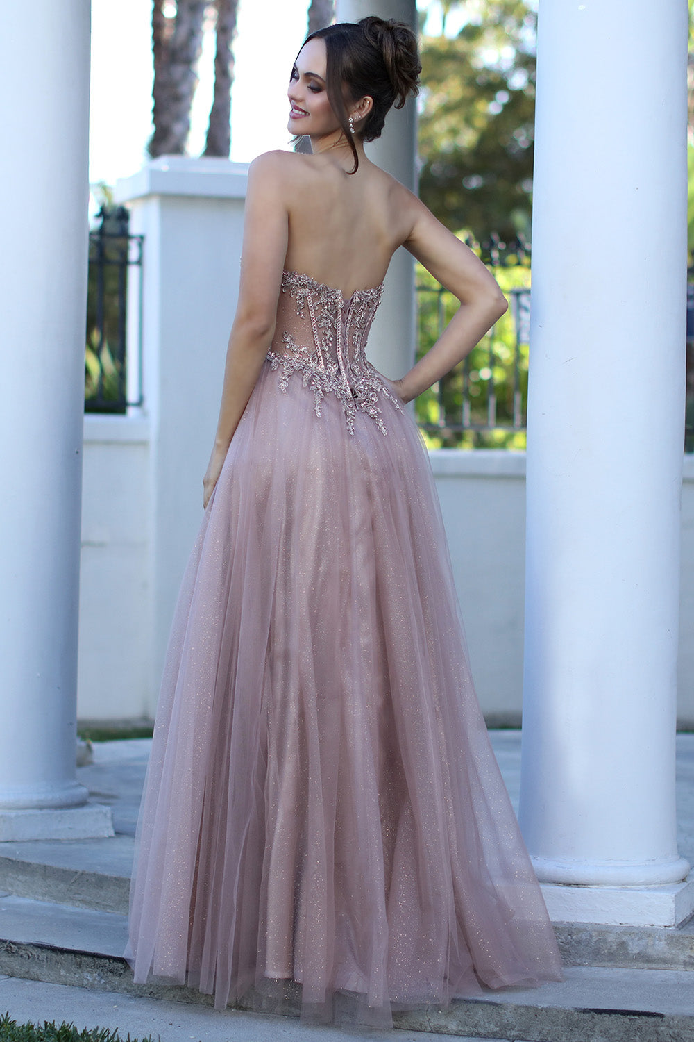 Adora Design 3269 Strapless Beaded A-Line Corset Prom Dress
