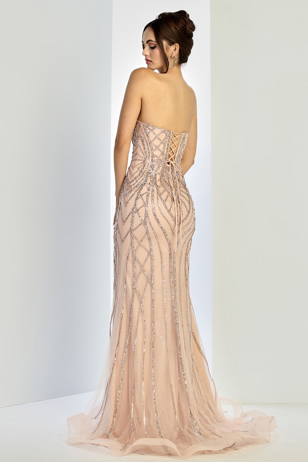 Adora Design 3276 Strapless Beaded Tulle Long Formal Prom Dress