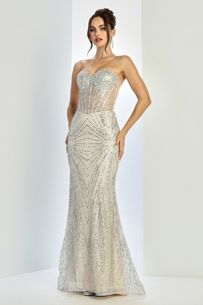 Adora Design 3279 Strapless Beaded Corset Mermaid Prom Dress