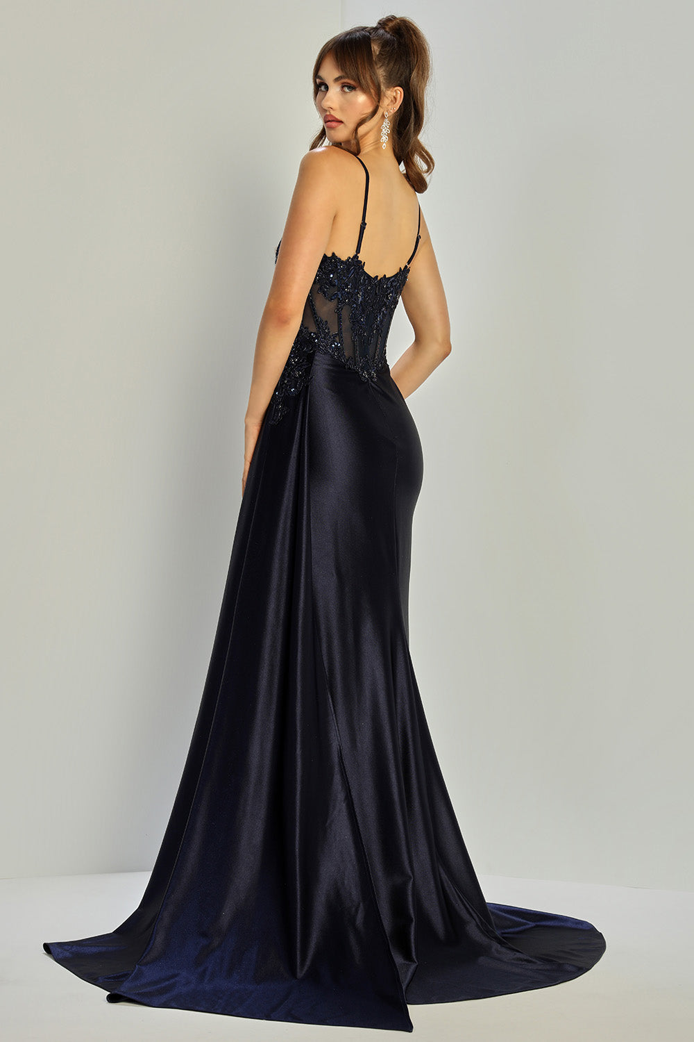 Adora Design 3302 Beaded Corset Spaghetti Strap Slit Prom Gown