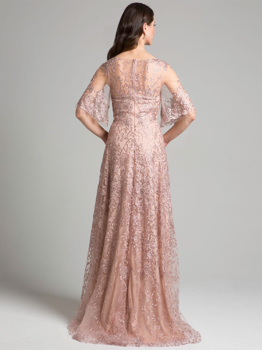 Lara 33277 Cape Sleeve Embroidered Mother of the Bride Dress