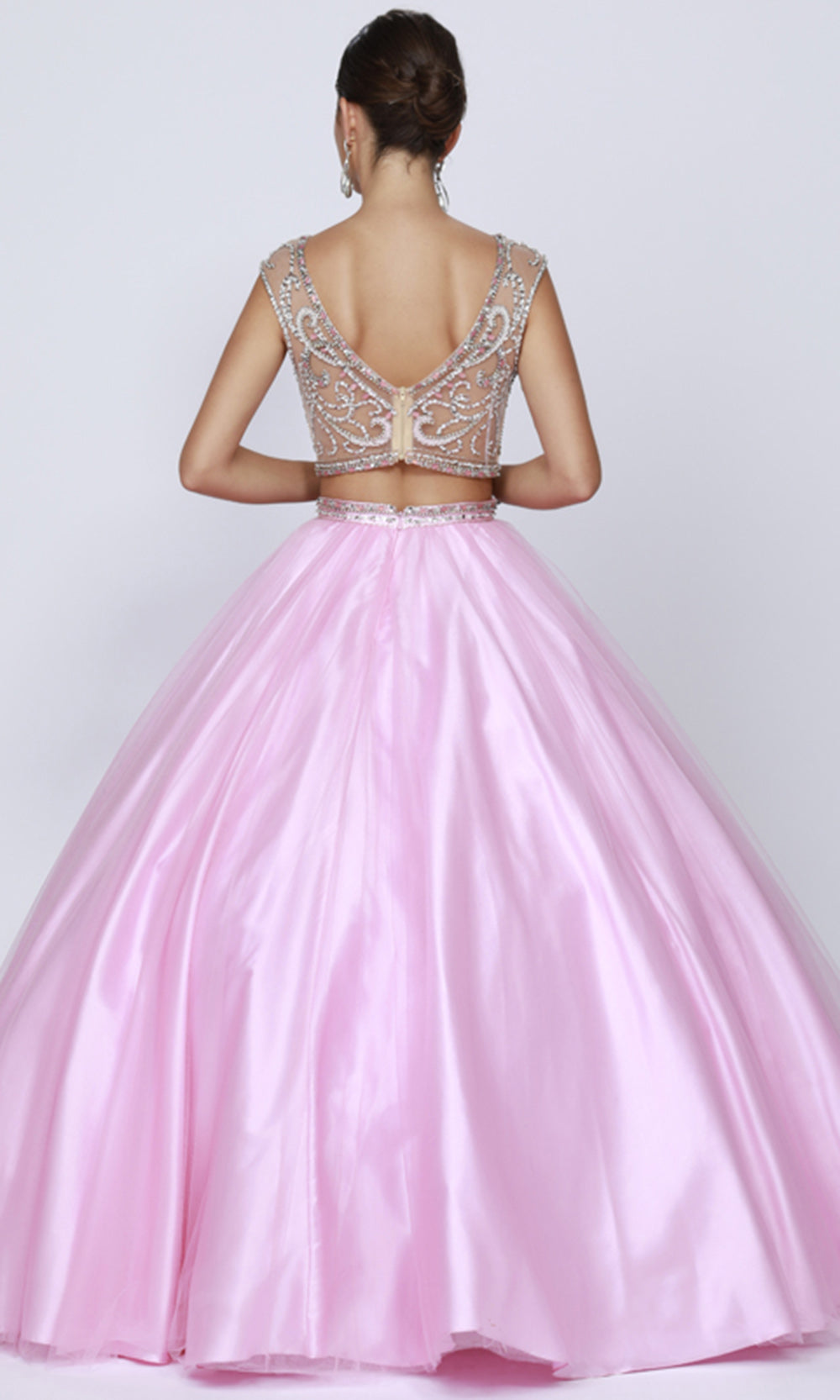Juliet 338 Beaded Illusion Bateau Satin Ball Dress