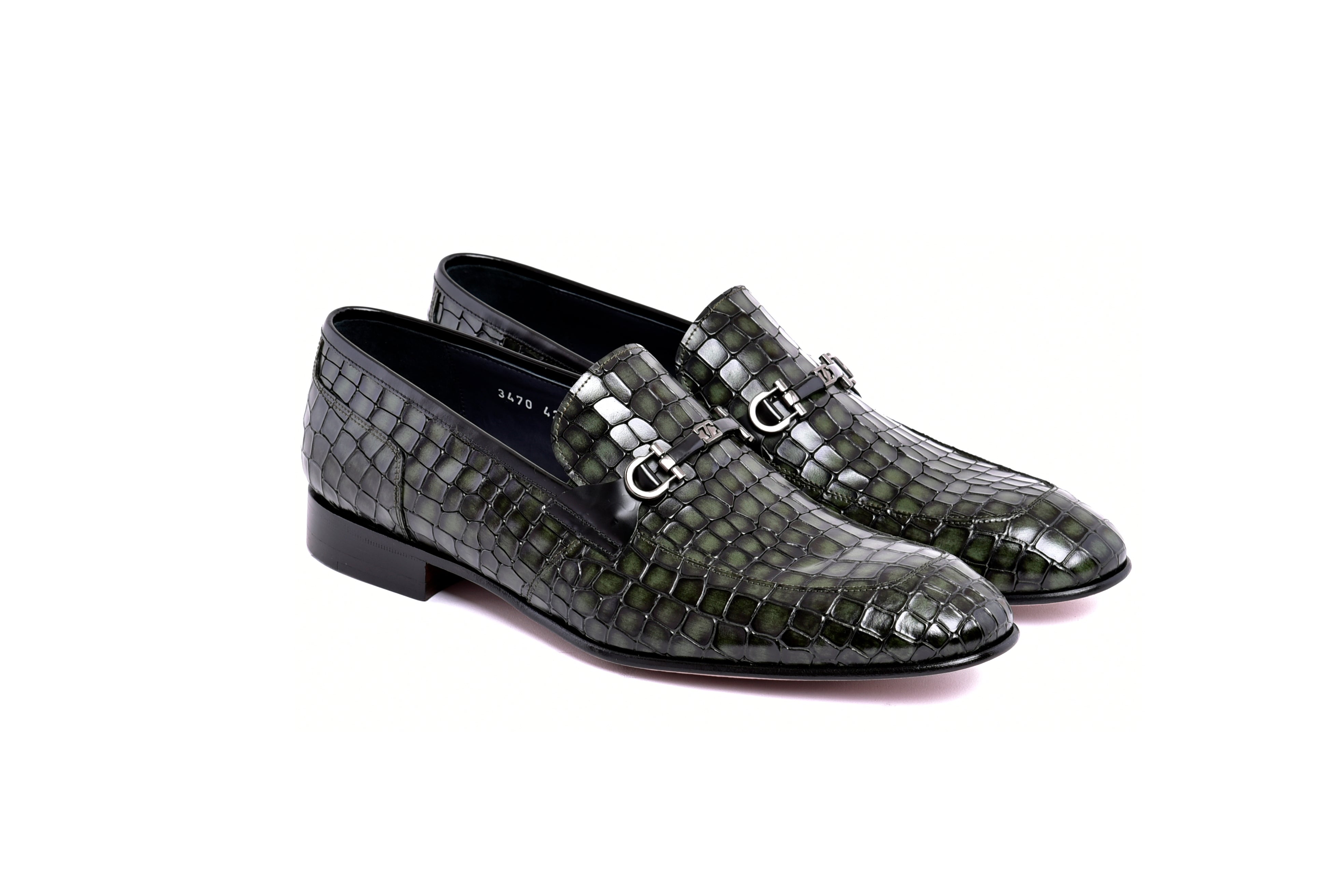 C01708-3470BC Croco Leather with Buckle-Green