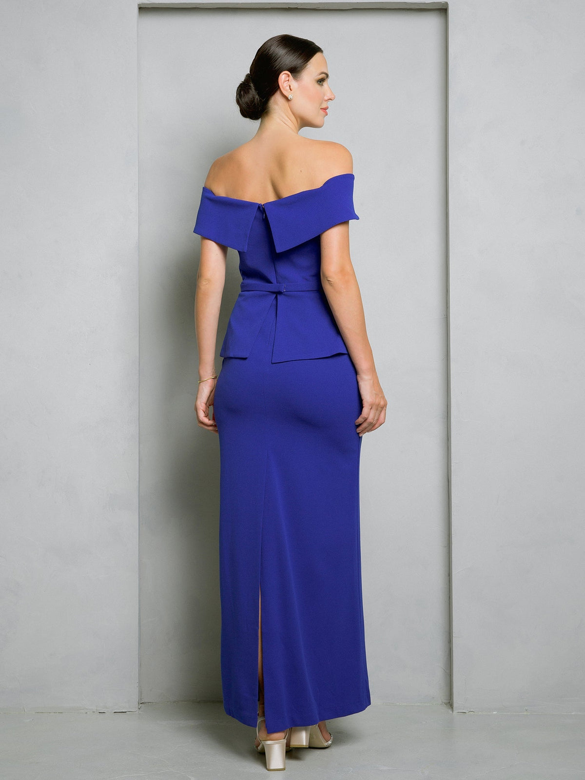 Eva USA EV3500 Sleek Minimalist Stretch Woven Long Dress