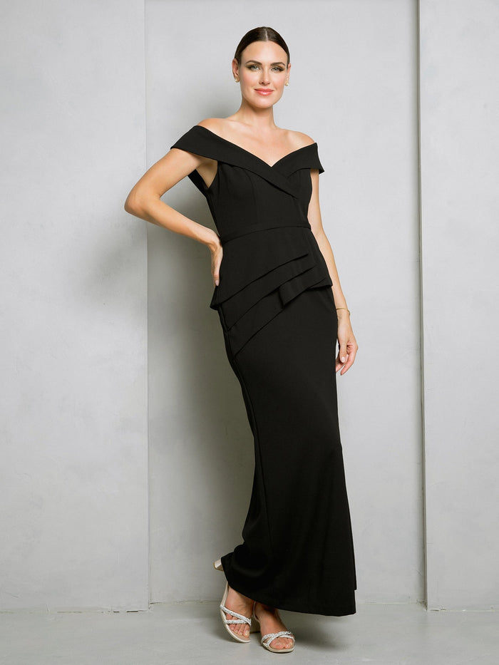 Eva USA EV3500 Sleek Minimalist Stretch Woven Long Dress