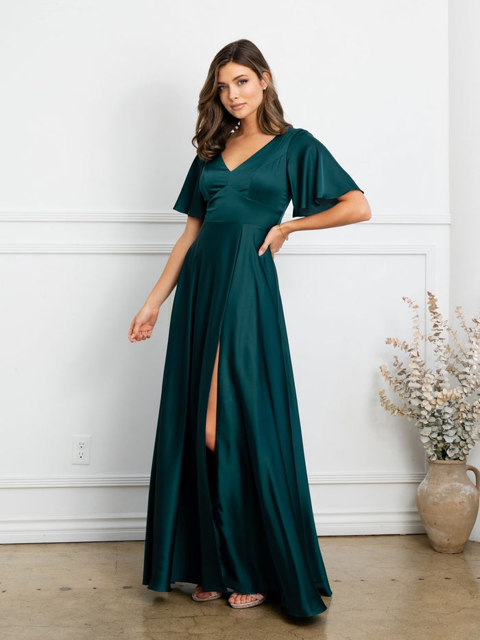 Eva USA EV3523 Sleek Tailored A-Line Long Dress with Seam Detailing