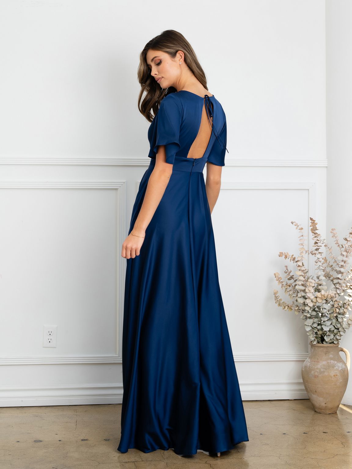 Eva USA EV3523 Sleek Tailored A-Line Long Dress with Seam Detailing