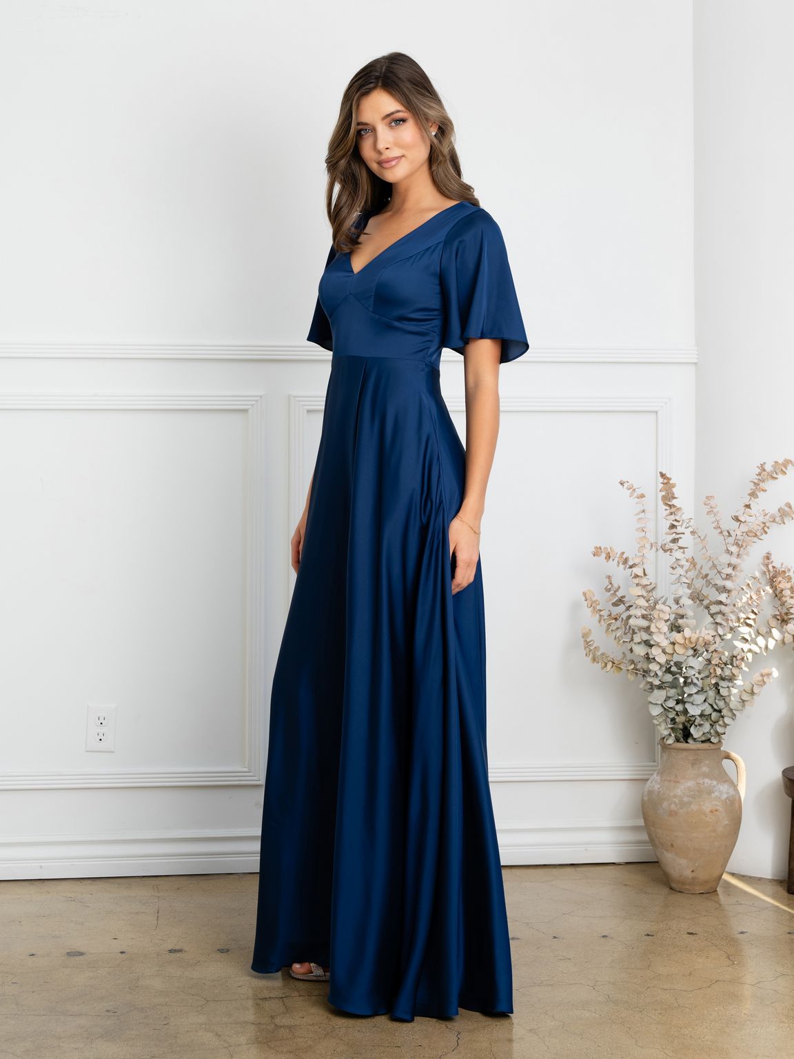 Eva USA EV3523 Sleek Tailored A-Line Long Dress with Seam Detailing