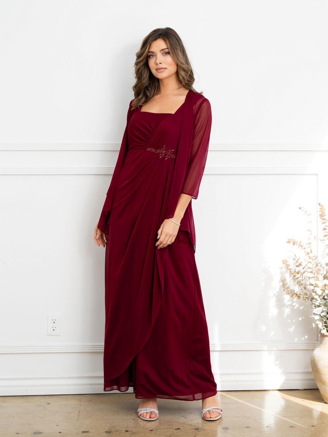 Eva USA EV3527 Two Piece Beaded Evening Set with Tailored Detailing Dress