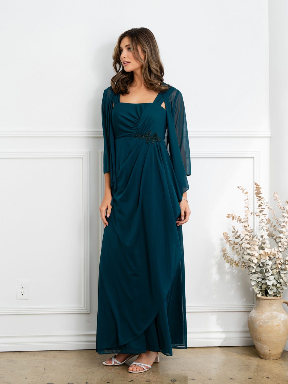 Eva USA EV3527 Two Piece Beaded Evening Set with Tailored Detailing Dress
