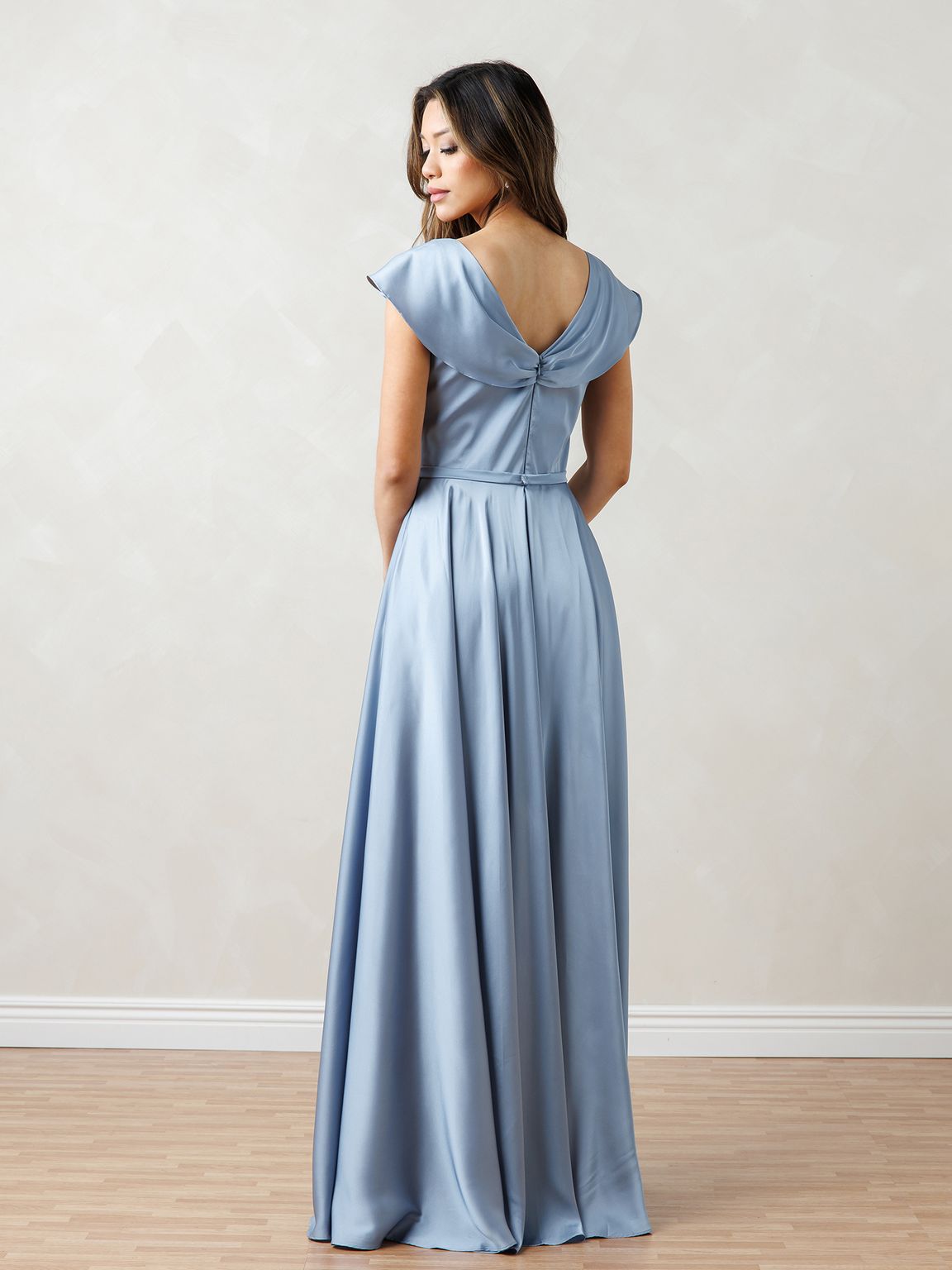 Eva USA EV3532 A-Line Flutter Sleeve Synthetic Blend Dress with Clean Silhouette