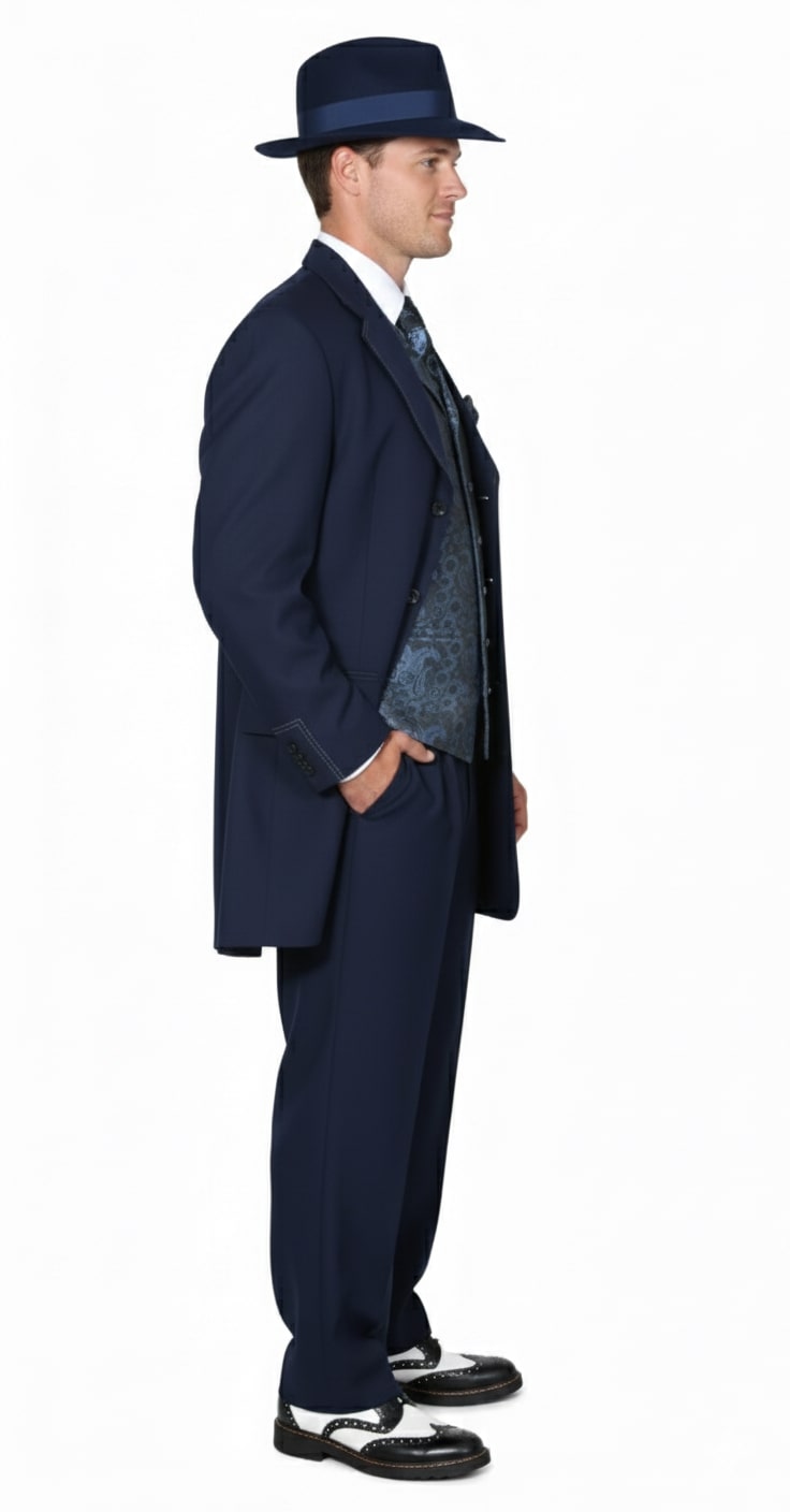 1920s Navy Blue Zoot Suit Classic 3-Piece