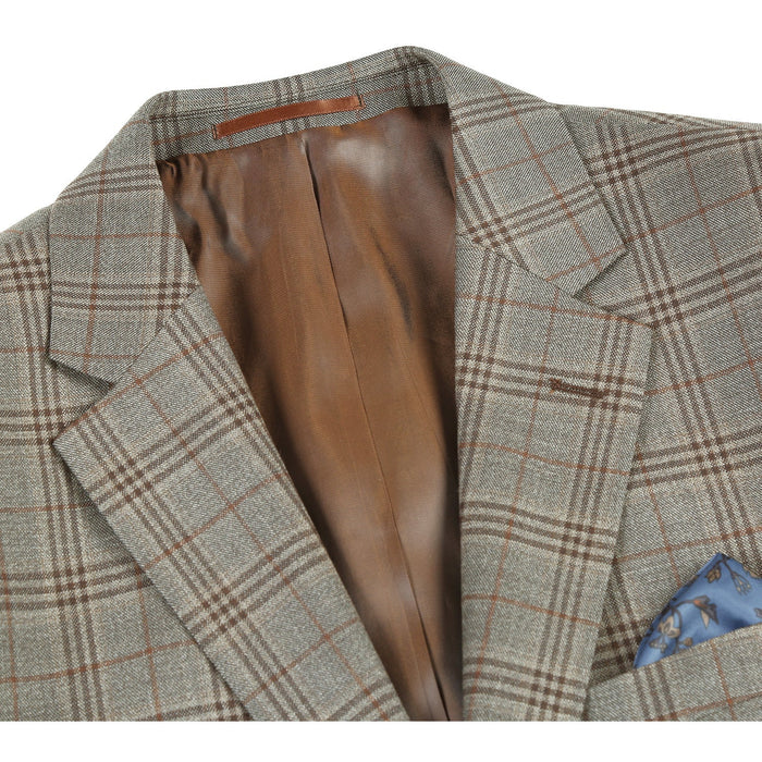 Men's Slim Fit Wool Checked Suit by Renoir
