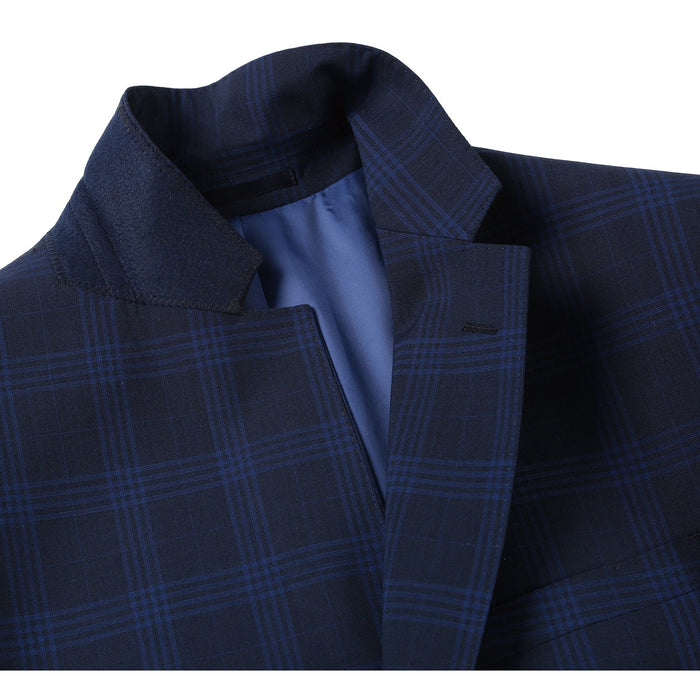 Men's Slim Fit Wool Blend Stretch Checked Suit by Renoir