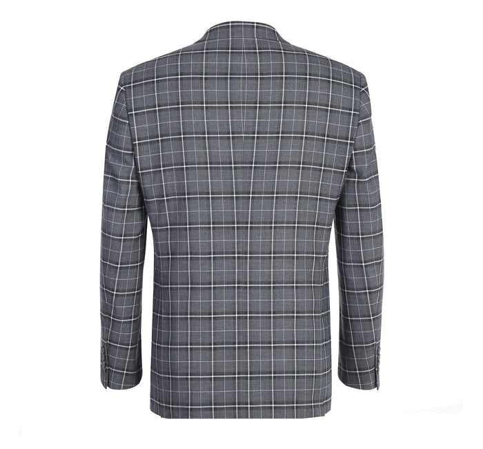 Men's Grey & White Check Classic Suit by Renoir