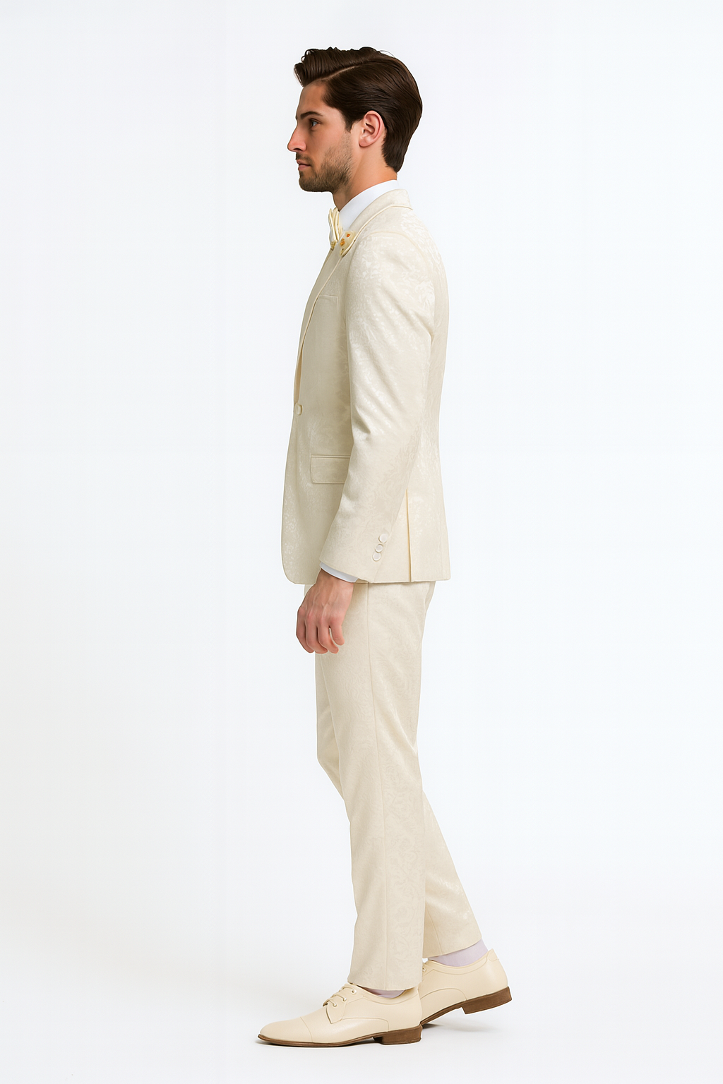 Champaign Ivory Paisley Tuxedo Suit by Rossiman